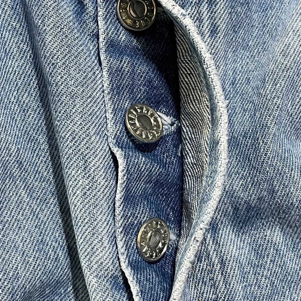 Agolde 90's Mid-Rise Straight Destroyed Size 30 Light Wash Button Fly